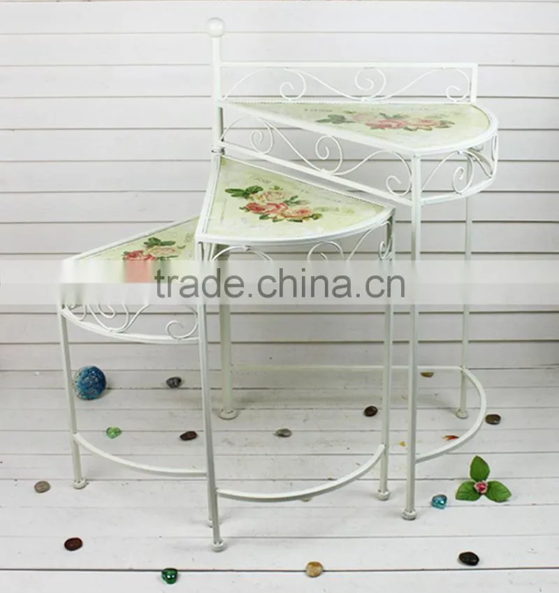 3 tier iron flower pot stand for garden decor