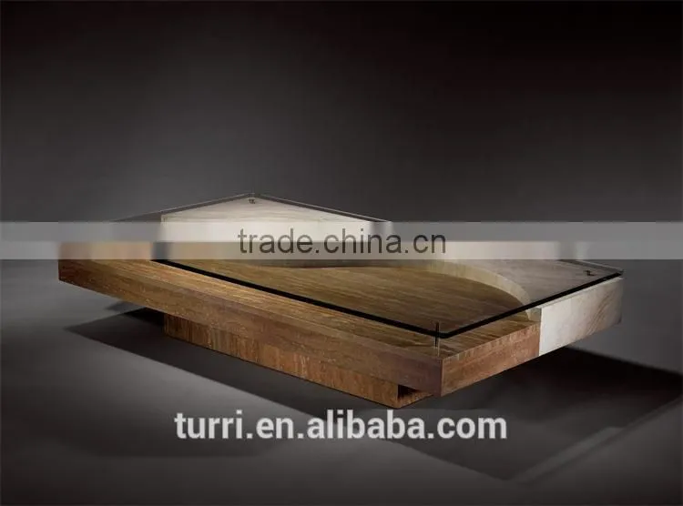 modern beige travertine marble living room coffee table with glass top