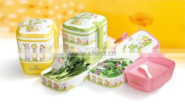 Plastic rectangular portable three layers lunch box/Insulation boxes