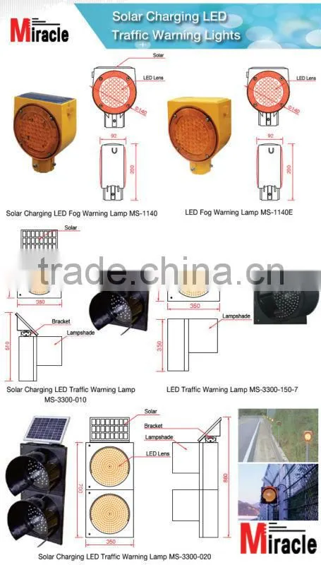 Solar Powered (Charging) Waterproof IP65 Barricade Traffic LED Fog Warning Sign Light MS-1140
