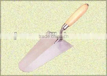 carbon steel bricklaying trowel with metal end wooden handle