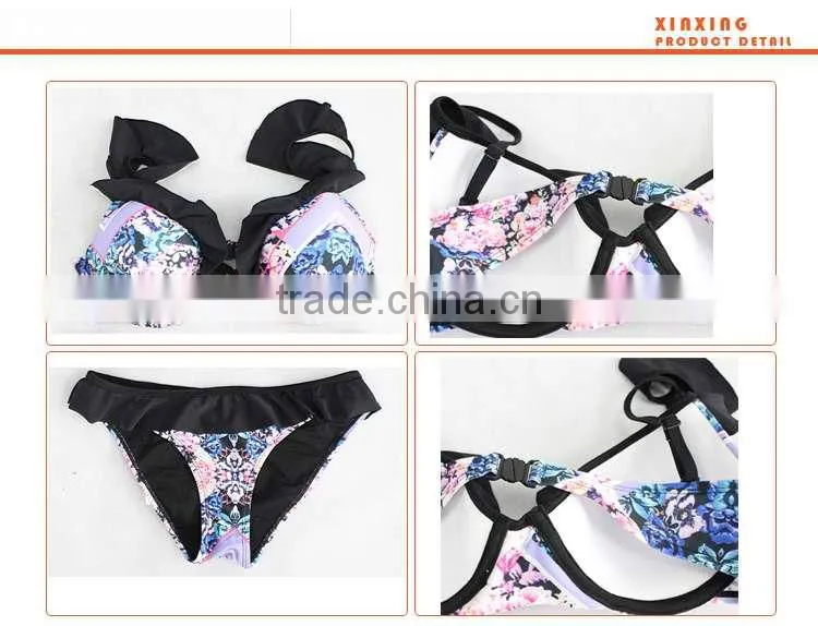 New design women printed full swimsuit muslim swimwear lady beach wear