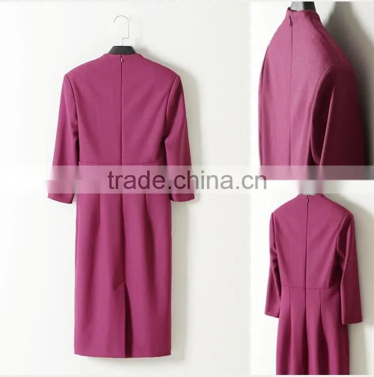 Fashion Design Slim Fit Office Ladies Formal Dress Half Sleeve Dress