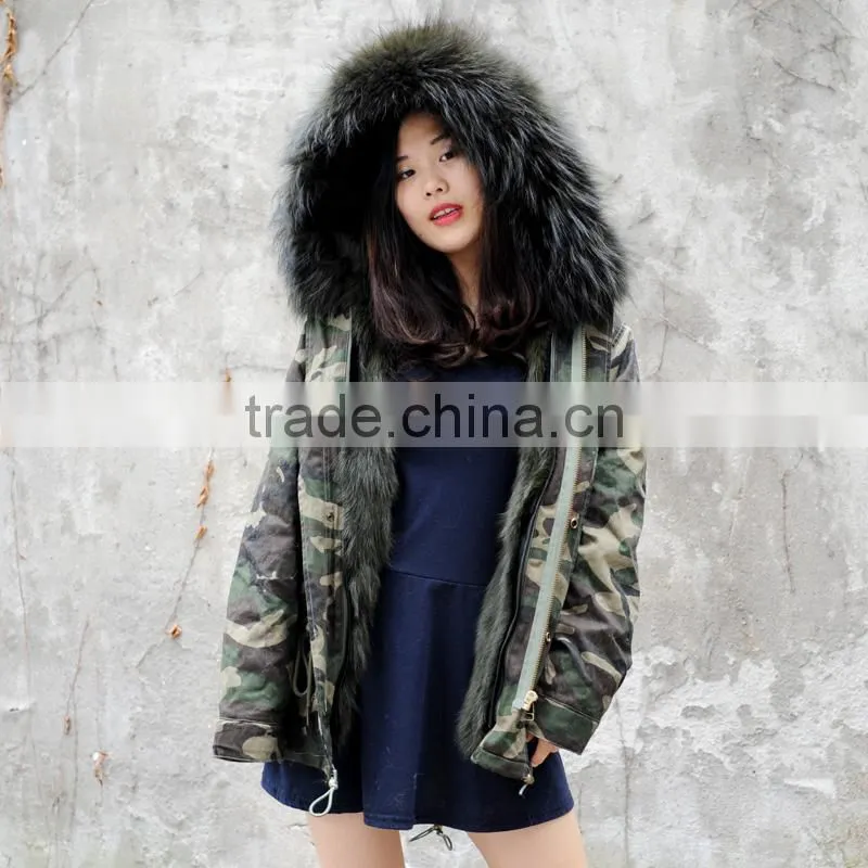 CX-G-P-05N Winter Warm Genuine Fox Fur Coat Women Real Fur Parka