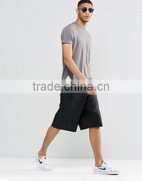 High quality plain super longline scoop curved hem t-shirt men