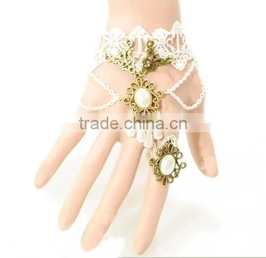 Handcraft lace bracelet ring sets with rhinestones fashion palace national jewelry sets
