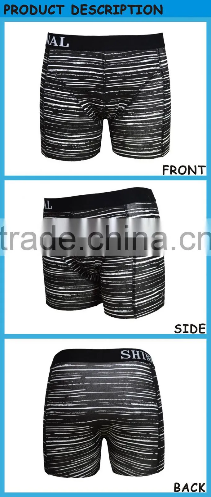Sexy Striped Male High Quality Underwear Boxer Briefs for men
