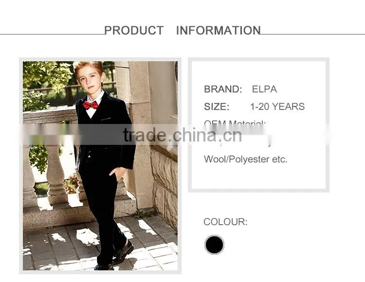 Slim fit black Velvet plain seat boys formal suit