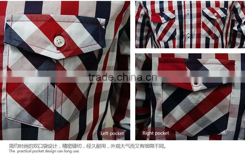 2017 latest plaids mens shirtslong sleeves with two pockets