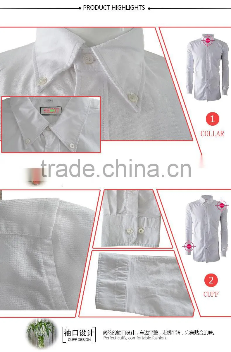 2017 Formal white new Brand Autumn Oxford button- down collar mens slim fit warm fashion shirt