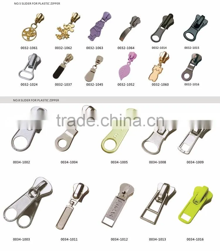 Low MOQ Fast delivery wholesale newest fashion custom zipper slider for suitcase for clothes/cloth wardrobe/bag/suitcase