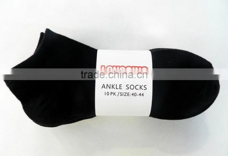 High RICH Cotton 5 or 10 PACK solid plain black mens ankle socks