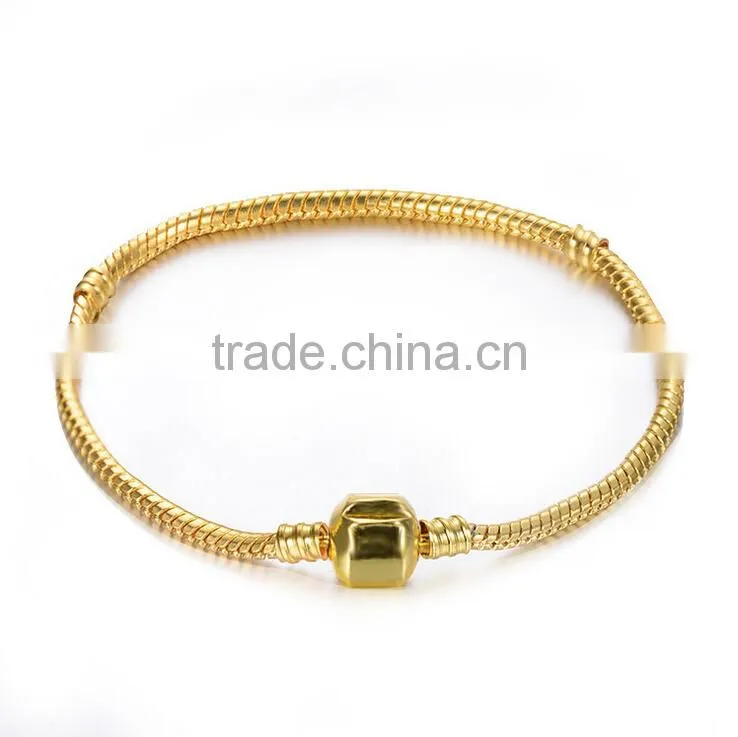 Snap Clasp Snake Chain European Charm Bracelets For Adult 18cm,19cm,20cm