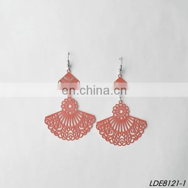 Filigree earrings metal painting fan earrings