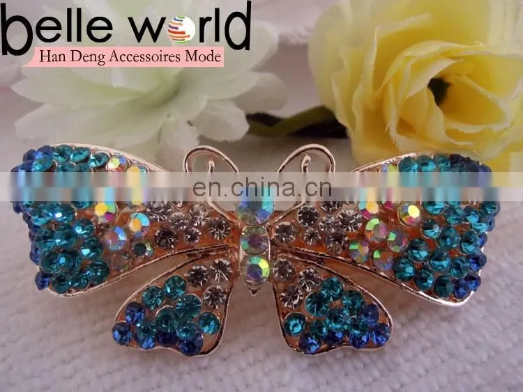 3 Designs Women's Rhinestone Butterfly Barrette Clip