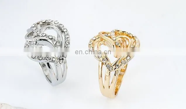 Twisty Heart Zircon Alloy Ring Wedding Engagement Rings High Quality Alloy Crystal Ring