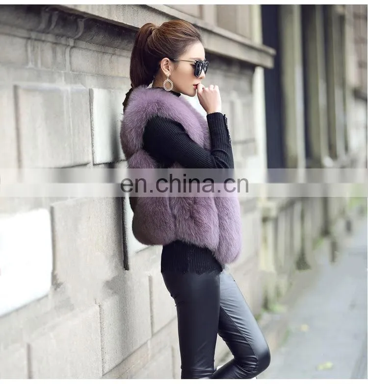 2014 Europe and America New Design Fox Fur Vest Fashion Women Fox Fur Vest