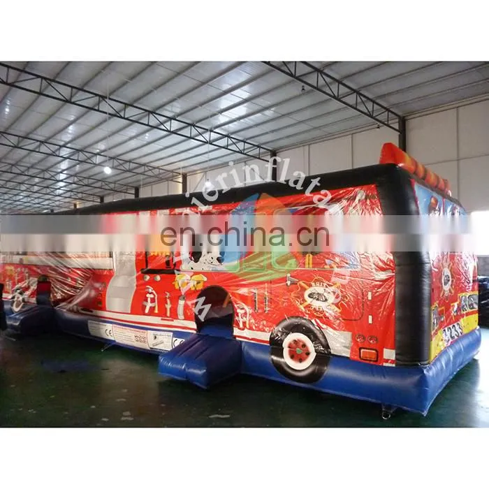 2017 newest infaltable bouncer for kids and adults/Giant fire truck castle house inflatable jumping castle house