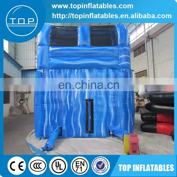 Durable blue marble inflatable water slide with pool