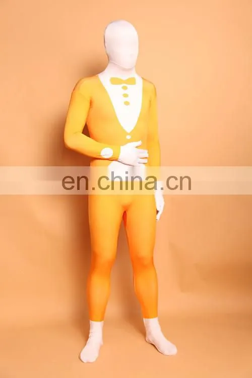Orange Spandex Lycra Business Zentai Cosplay Costume For Adult