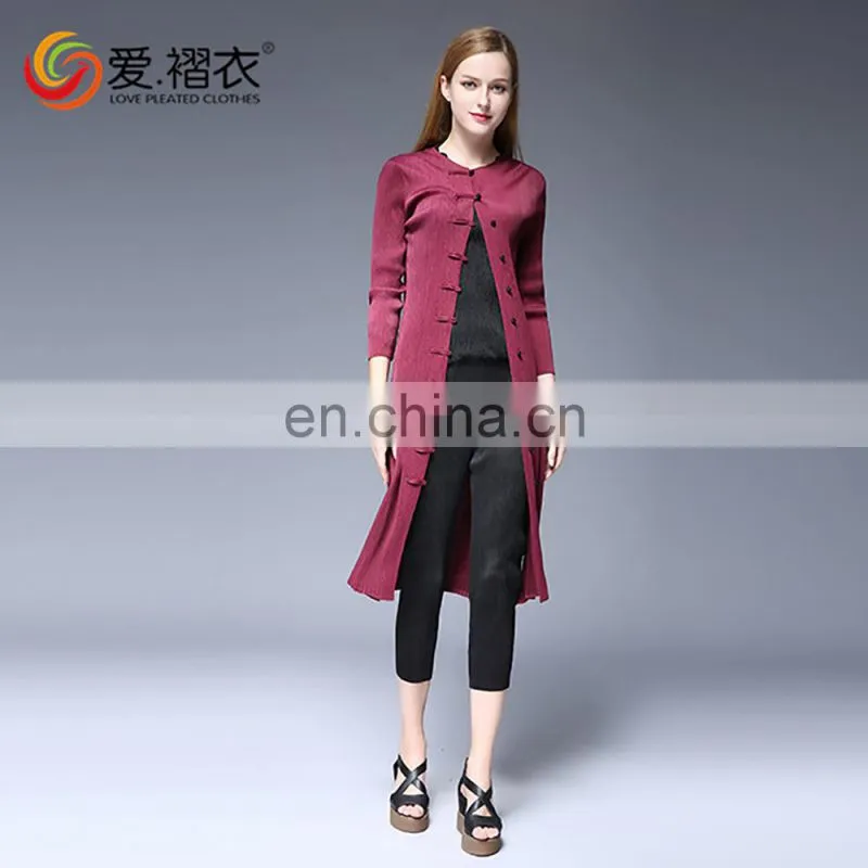 New European style coats autumn long overcoat ladies without clothes with buttons