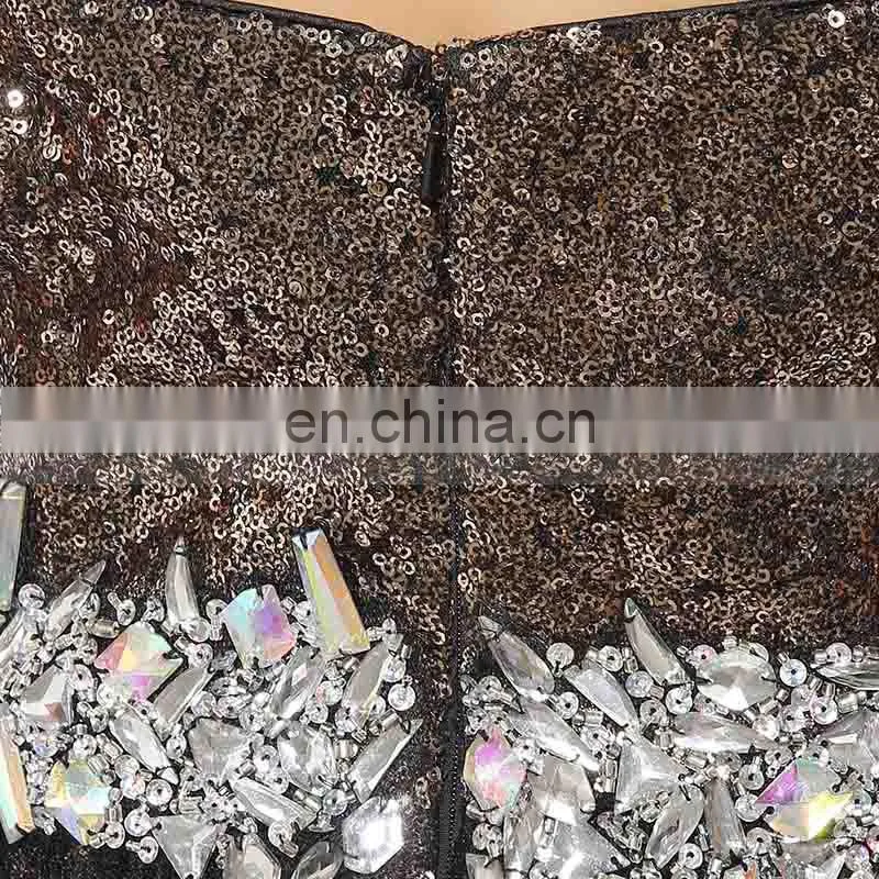 Gorgeous Sweetheart Sleeveless Sequins Short Prom Dresses With Detachable Skirt AJ011 Flowing Chiffon Long Dresses