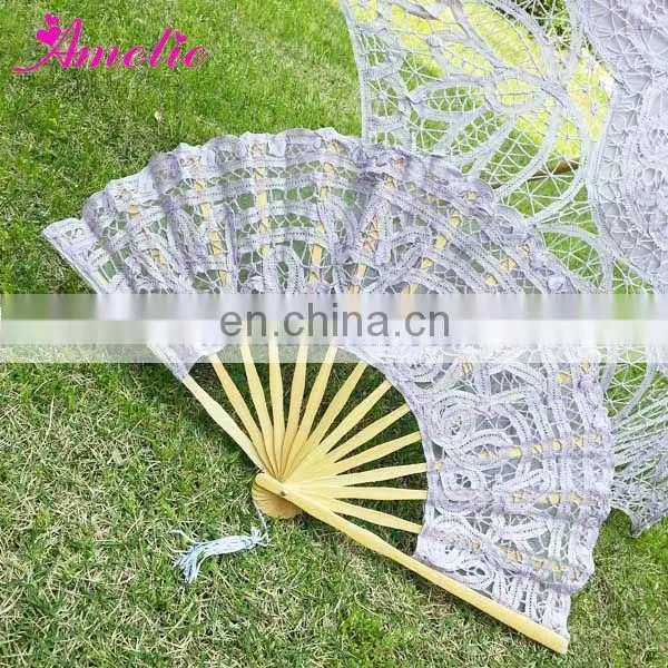 Wholesale Pink Cotton And Wooden Vintage Hand Fan