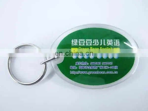 Oval shape custom card inserted Acrylic keychain