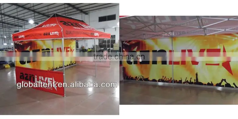 Custom Print Aluminum Pop Up Pagoda Tent 3x6m ( 10ft X 20 ft), Printed canopy & valance, 1 full backwall &2 half walls