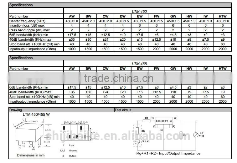LTM455EW CERAMIC FILTER Frequency Detector 2+3 5P