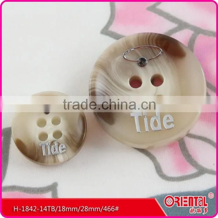 4 holes brown plastic resin button for lady's wind coat