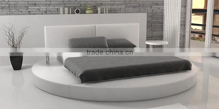 Modern Design Double Size Black PU Faux Leather Sleigh Bed