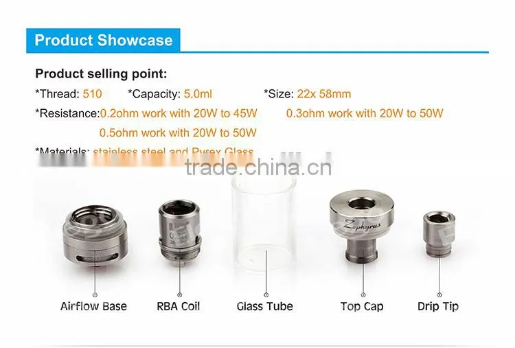 Elego Best price for UD Zephyrus Subohm tank, UD Zephyrus with 0.2ohm, 0.3ohm, 0.5ohm coils