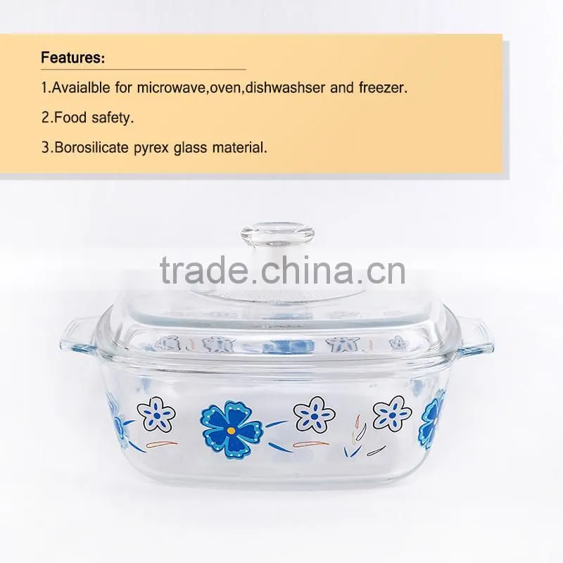 Hot selling factory direct manufacture glass plate /decal pyrex glass food dish