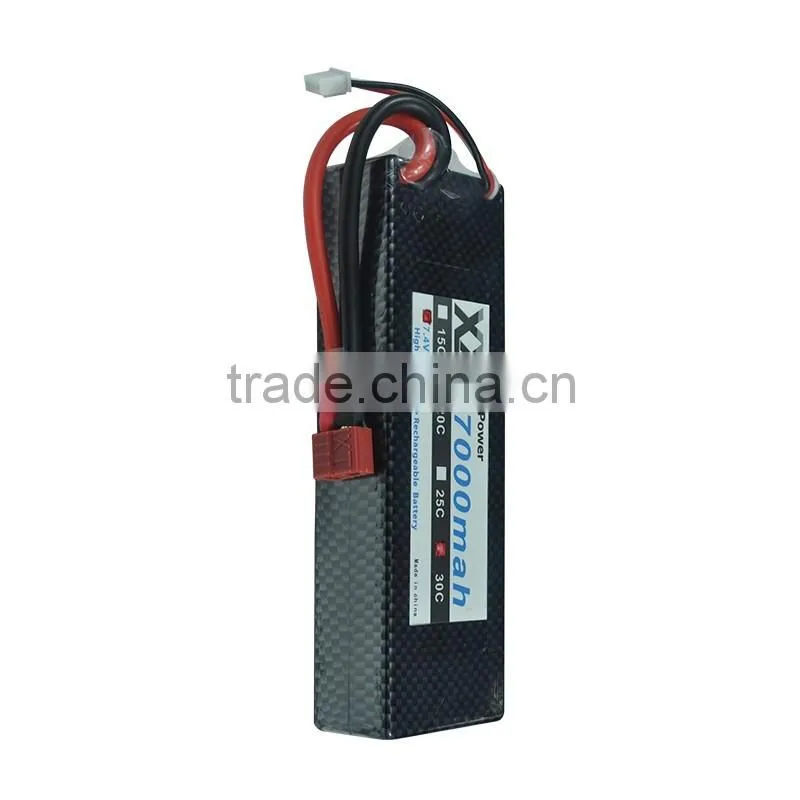 Rechargeable high capacity 7000mah 7.4v li-polymer battery with universal plug