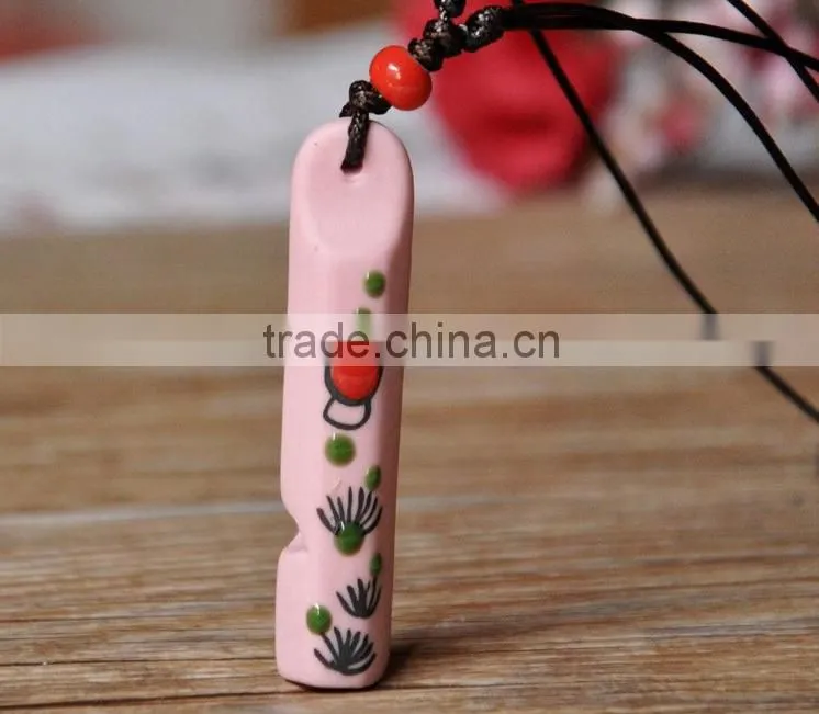 2015 New arrive Fashion Ceramic Handmade Necklace National Whistle Pendant Necklace