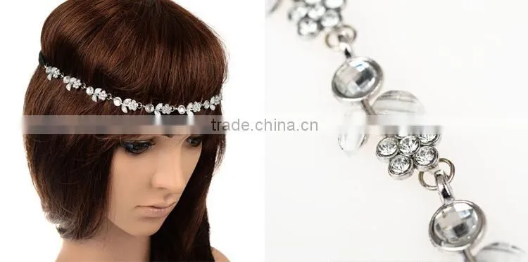 2015 popular hair accessories elastic resin with diamond hair band sweet Korea style hair band