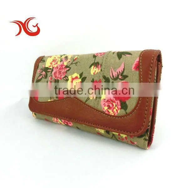 flower design canvas wallet for women