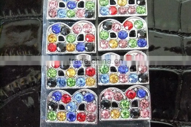 Wholesale Zinc Alloy 10mm Mixed Color Colorful Rhinestones Slide Letters
