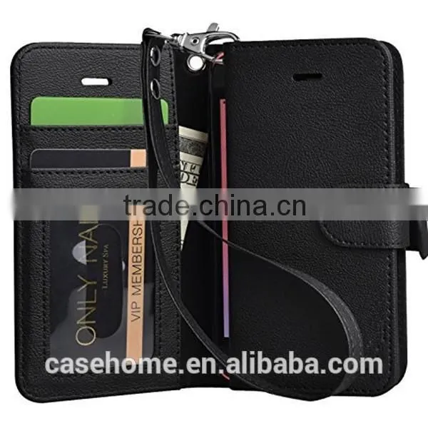 Leather Flip Cover Wallet Case for iphone6/6s with Kickstand and Strap
