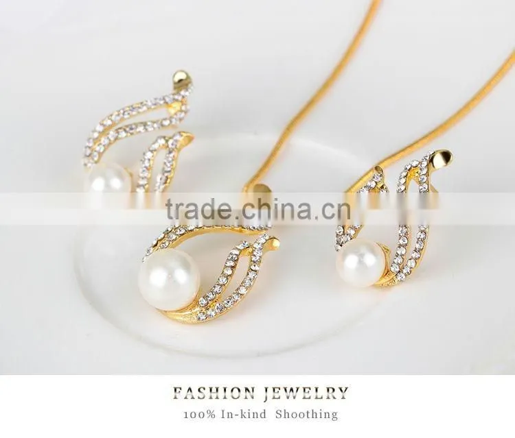 Luxury Brand Imitation Pearl Necklace Earrings Wedding Jewelry Sets Vintage Fashion Crystal Bridal Jewellery Set for Women Gift