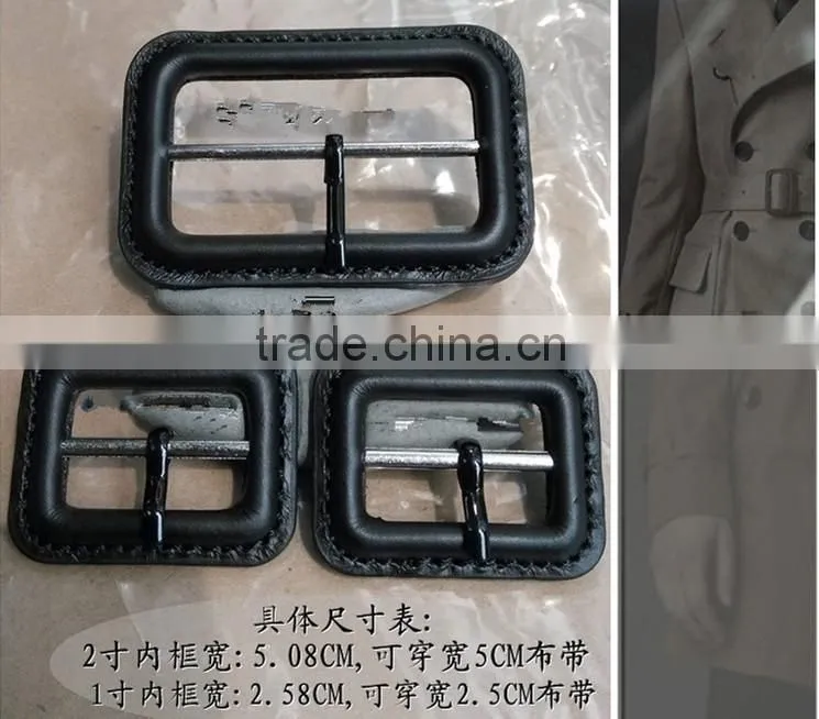 Matt black color Top Layer Genuine Leather Covered Coats Buckles