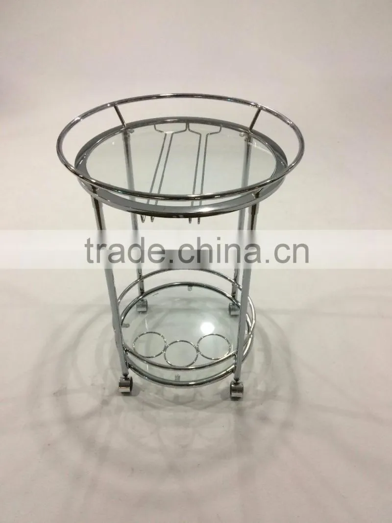 Modern Trolley/ Round Metal Glass Serving Cart