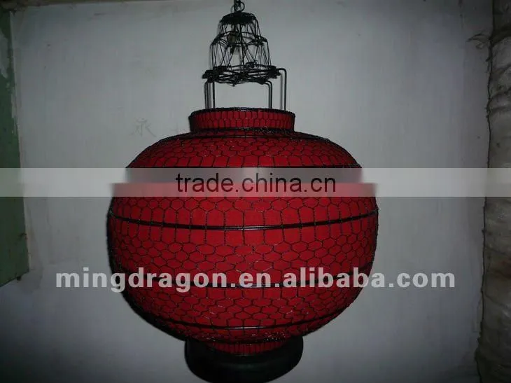 Chinese antique iron& paper red/orange colorful round lantern lamp