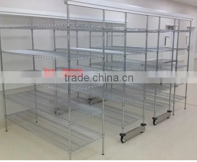 Hospital Mobile Storage Chrome Wire Shelving Compactors