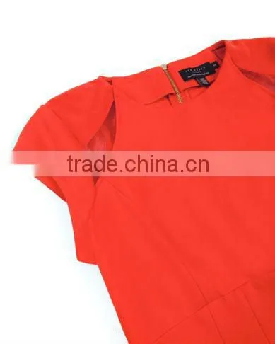 Alibaba BBQ Trendy Ladies Red Korean Bodycon Career Dresses