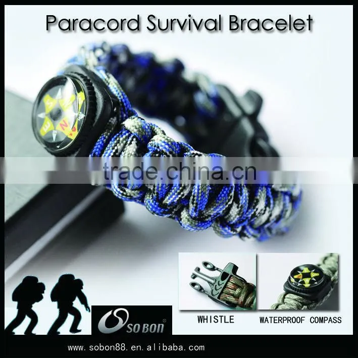 Unique Woven Paracord Compass Bracelet / Wristband