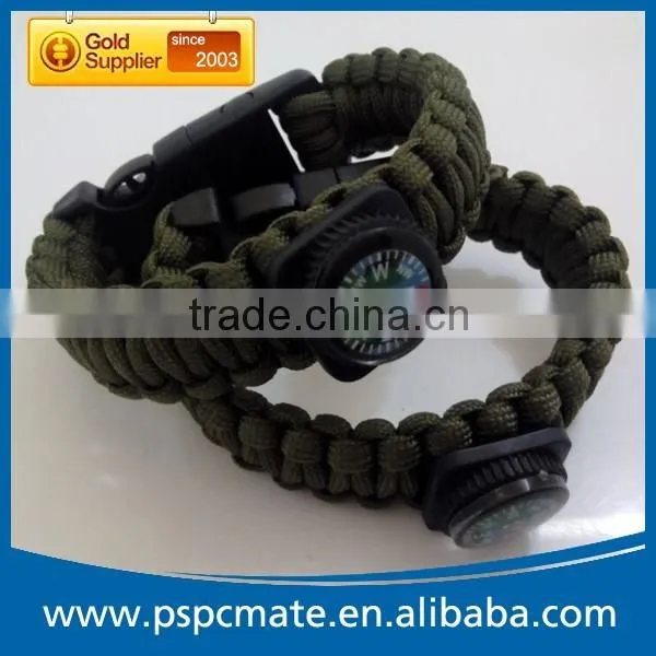 Emergency Paracord Bracelet with Flint Compass Whistle