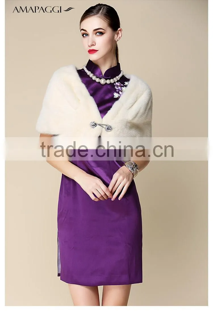 custom white mink fur shawl for girls