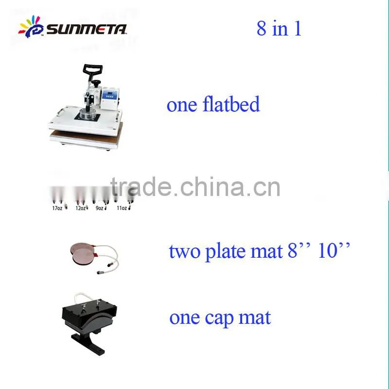 Sunmeta Manufacturer T-Shirt Mugs Caps Printing 8 in 1 Combo Heat Press Machine(SB400E)